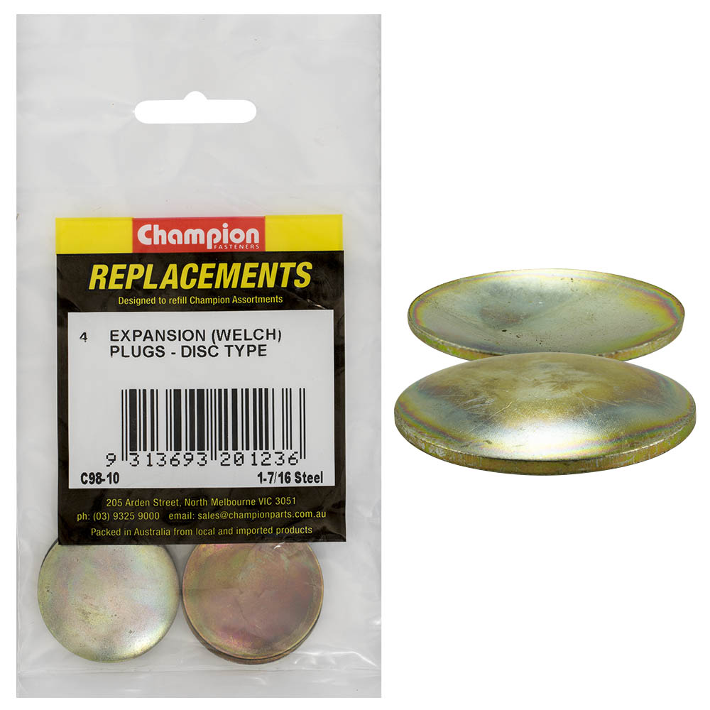 Champion 1-7/16In Expansion (Frost) Plug-Lens/Disc Type -4Pk