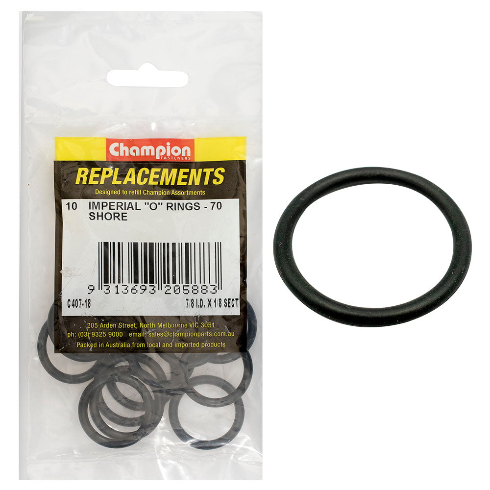 Champion 7/8In (I.D.) X 1/8In Imperial O-Ring -10Pk