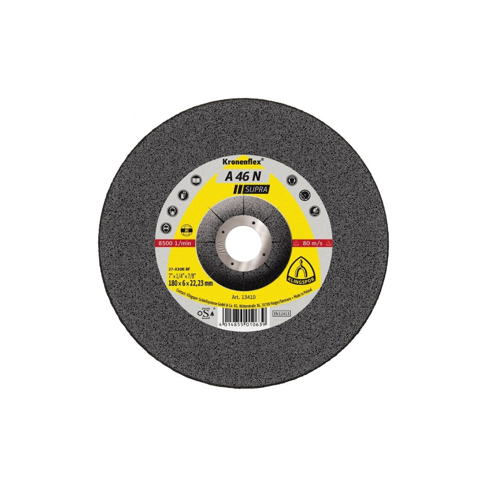 Klingspor A46N Supra Aluminium Grinding Disc - 115Mm, 6Mm (10Pk)