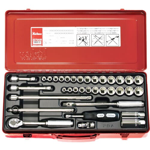 Koken 3279Am Socket Set 12Pt 35Pc 3/8"Dr 5/16-7/8" & 9-22Mm