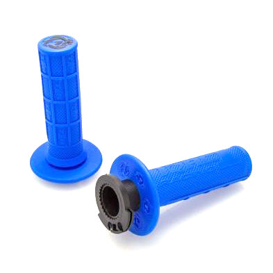 Defy Mx Lock On Grips 1/2 Waffle Soft Compound, Includes 2 Stroke & Mini Bike Throttle Cams Blue