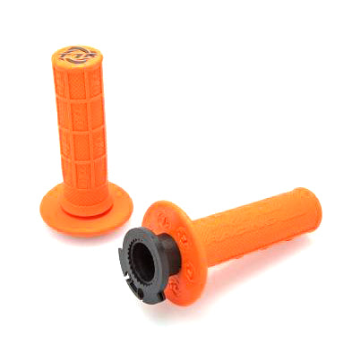 Defy Mx Lock On Grips 1/2 Waffle Soft Compound, Includes 2 Stroke & Mini Bike Throttle Cams Orange