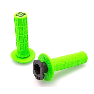 Defy Mx Lock On Grips 1/2 Waffle Soft Compound, Includes 2 Stroke & Mini Bike Throttle Cams Green