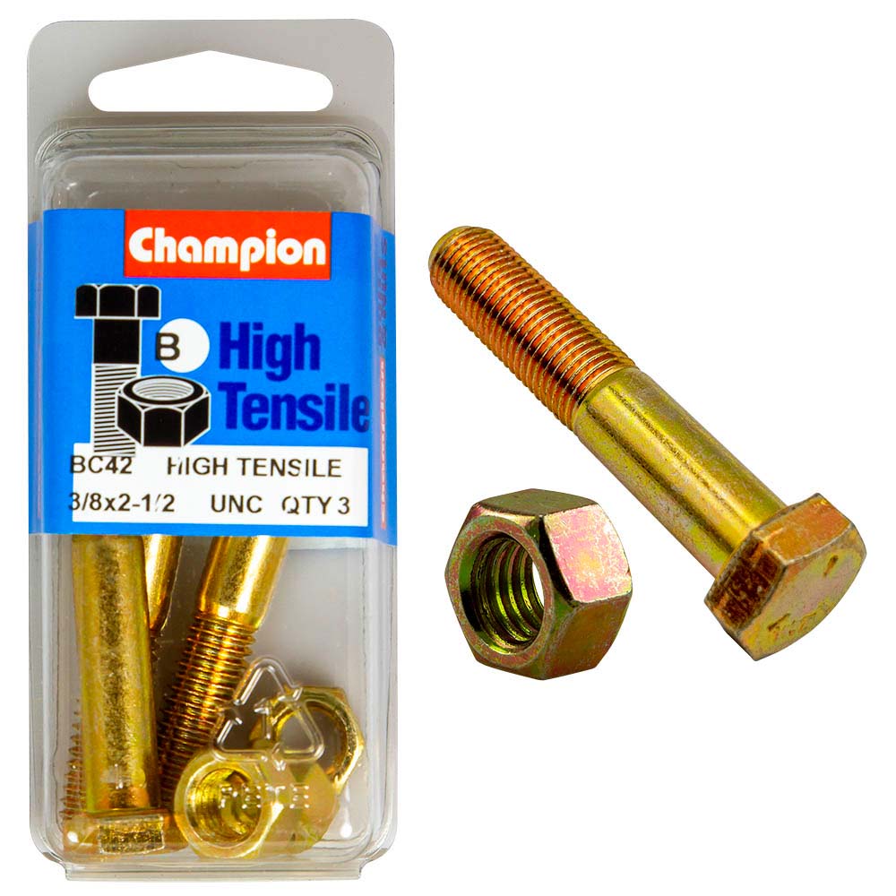 Champion 2-1/2In X 3/8In Bolt & Nut (B) - Gr5