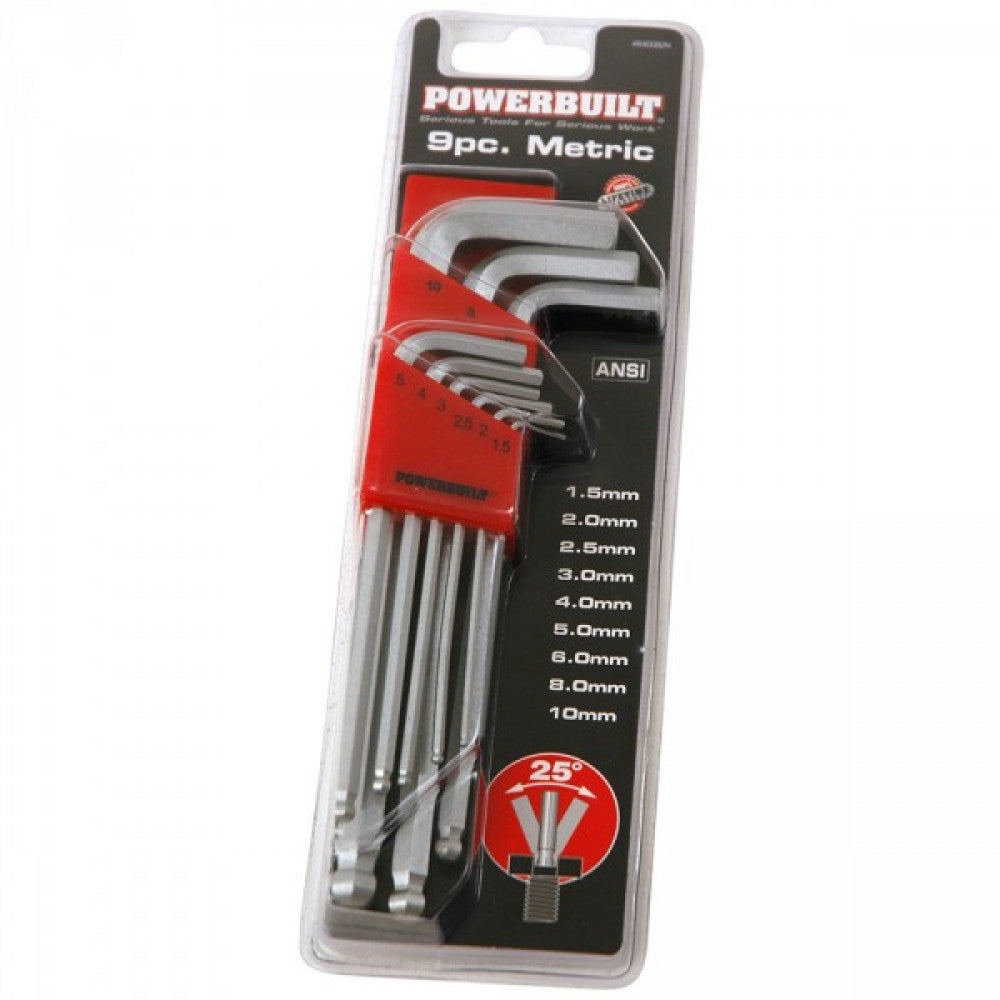9Pc Metric Ball End Hex Key Set
