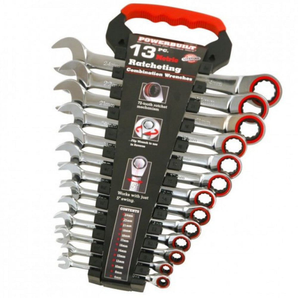 Powerbuilt 13pc Metric Reversible Gear Spanner Set