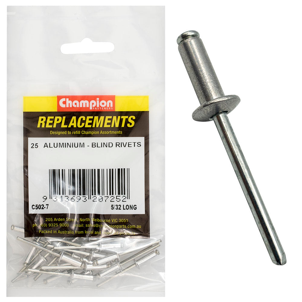 Champion 5/32In X 0.500In (12.70Mm) Long Blind Rivets -25Pk