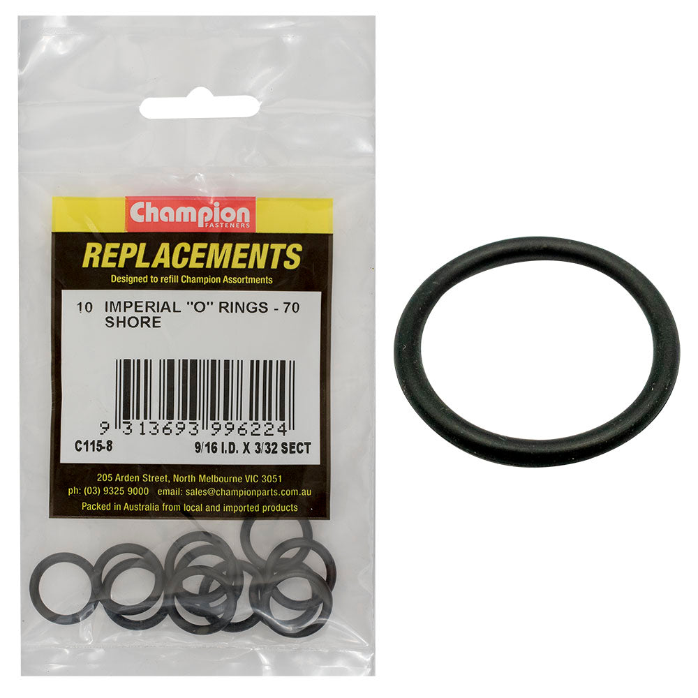 Champion 9/16In (I.D.) X 3/32In Imperial O-Ring -10Pk
