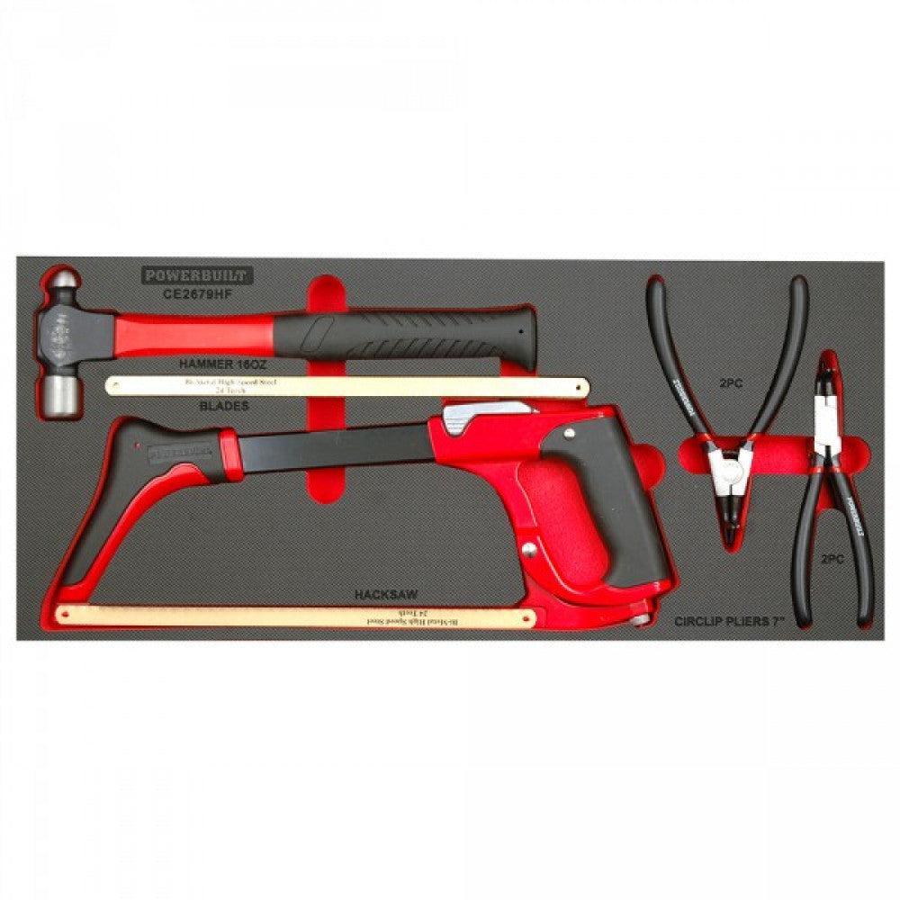 22Pc Hacksaw, Hammer And Circlip Plier Tray