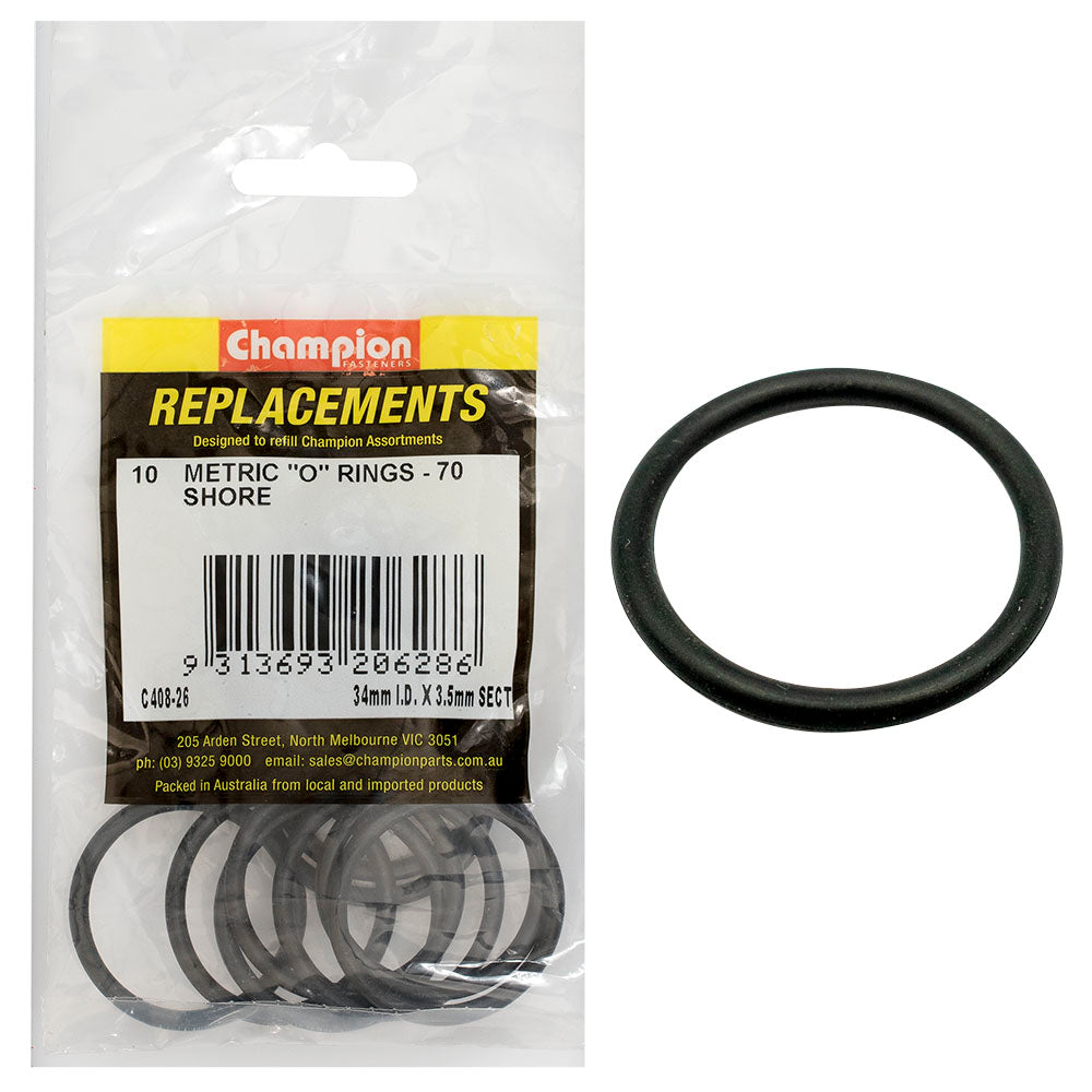 Champion 34Mm (I.D.) X 3.5Mm Metric O-Ring -10Pk