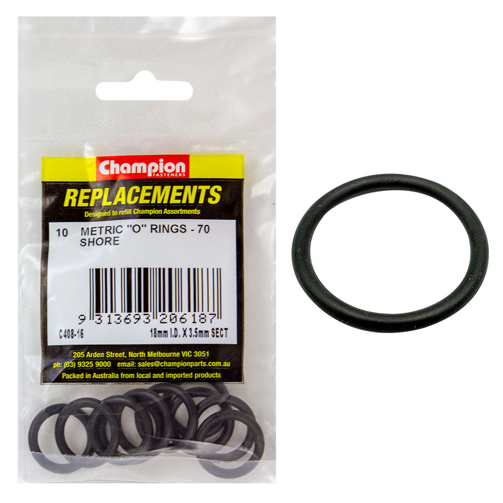 Champion 18Mm (I.D.) X 3.5Mm Metric O-Ring -10Pk