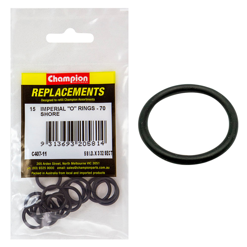 Champion 5/8In (I.D.) X 3/32In Imperial O-Ring -15Pk