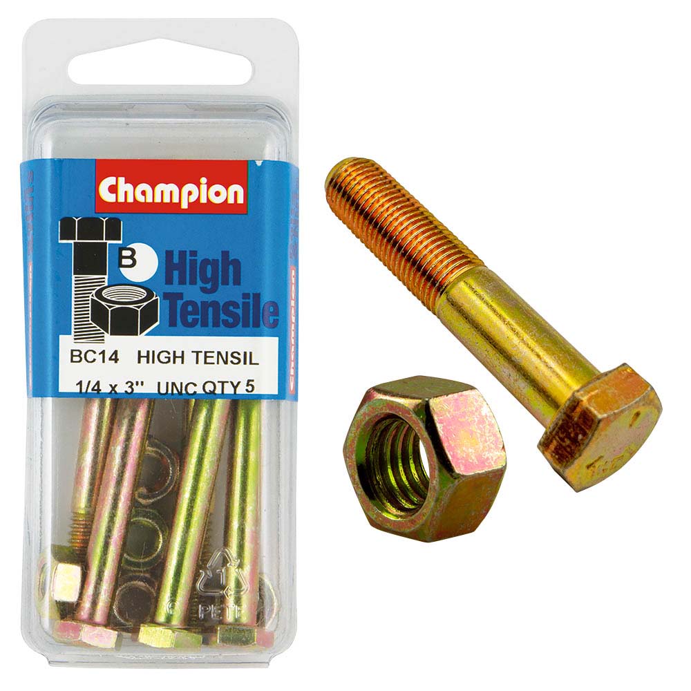 Champion 3In X 1/4In Bolt And Nut (B) - Gr5