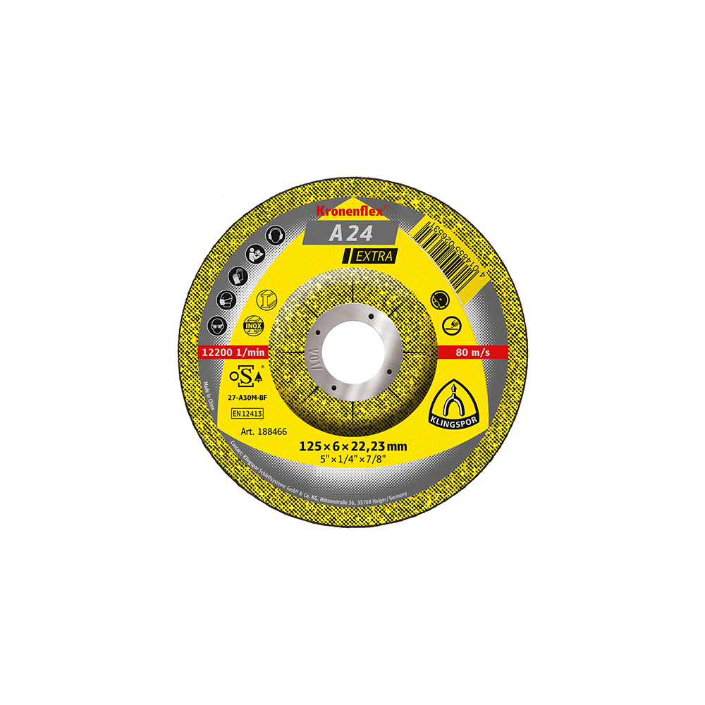 Klingspor A24 Extra Metal Grinding Disc - 125Mm, 6Mm (10Pk)