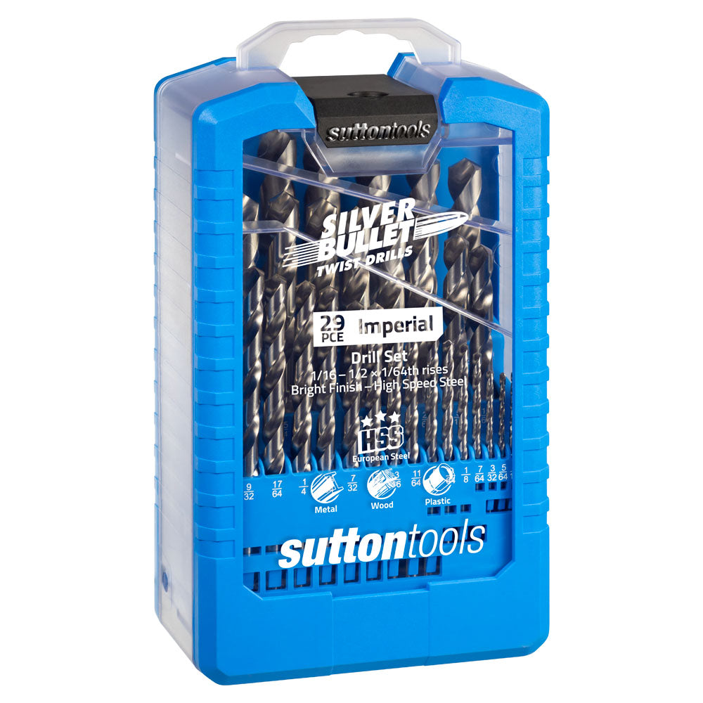 Sutton Tools 29 Piece -Silver Bullet Jobber Drill Bit Set Imperial