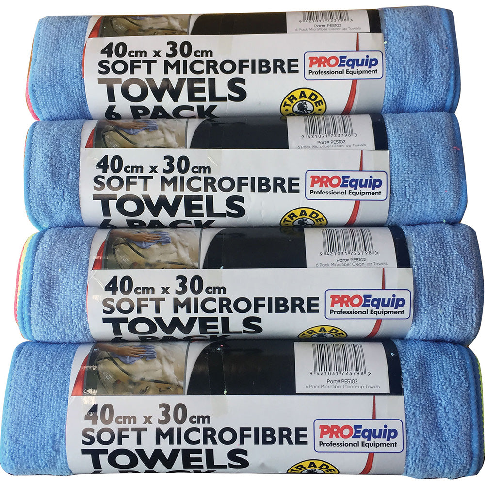 Proequip 24Pc Microfiber Clean-Up Cloths 40Cmx30Cm (4X6Pc)