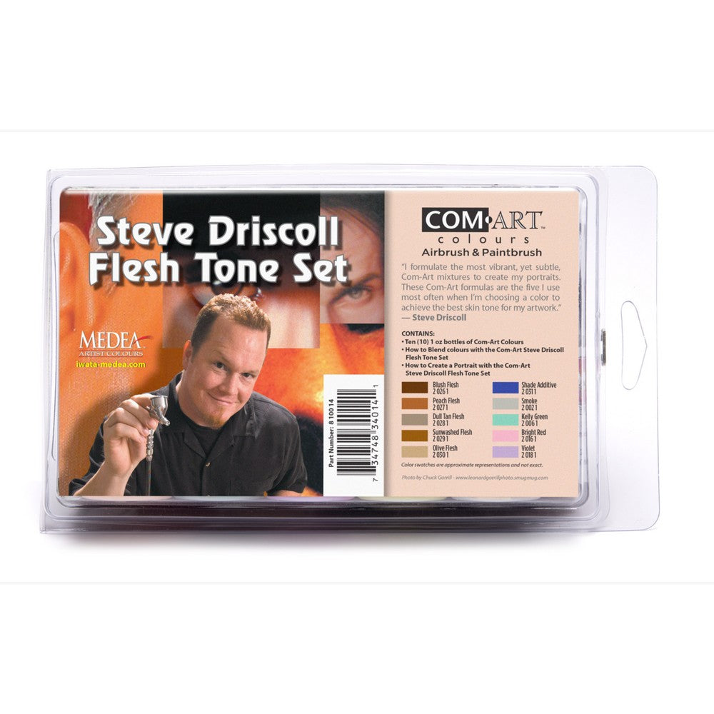 Iwata Medea Com-Art Airbrush And Paint Brush 10Pc Paint Set Flesh Tones Kit By Steve Driscoll