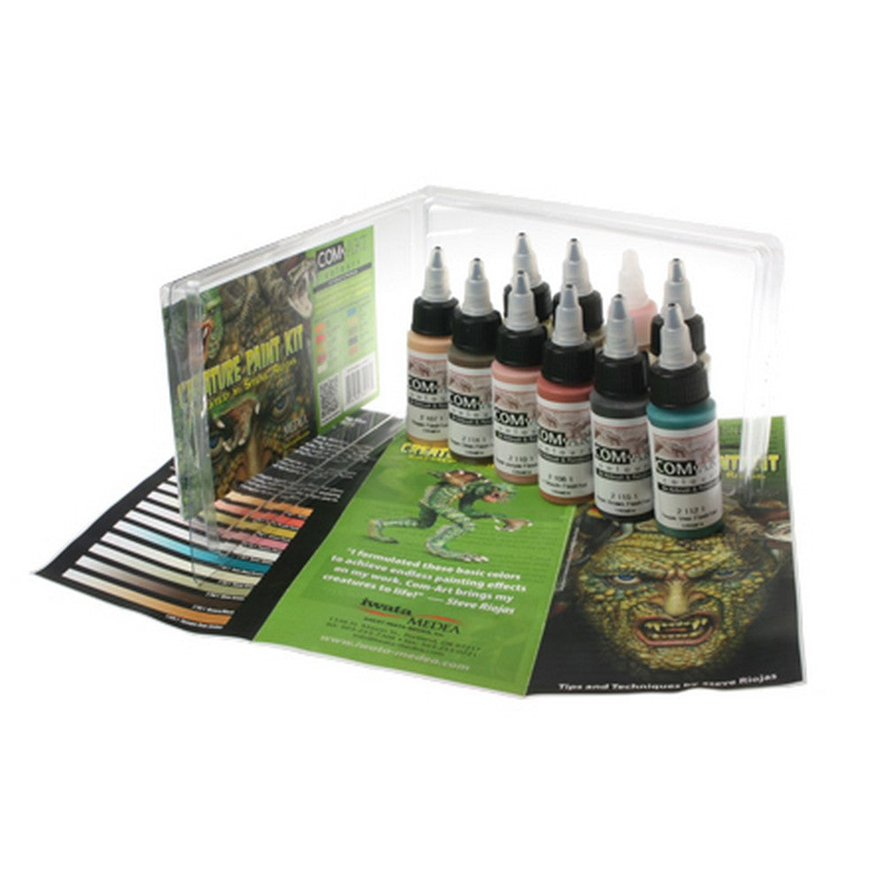 Iwata Medea Com-Art Airbrush And Paintbrush Creature Paint Kit 10Pc By Steve Riojas