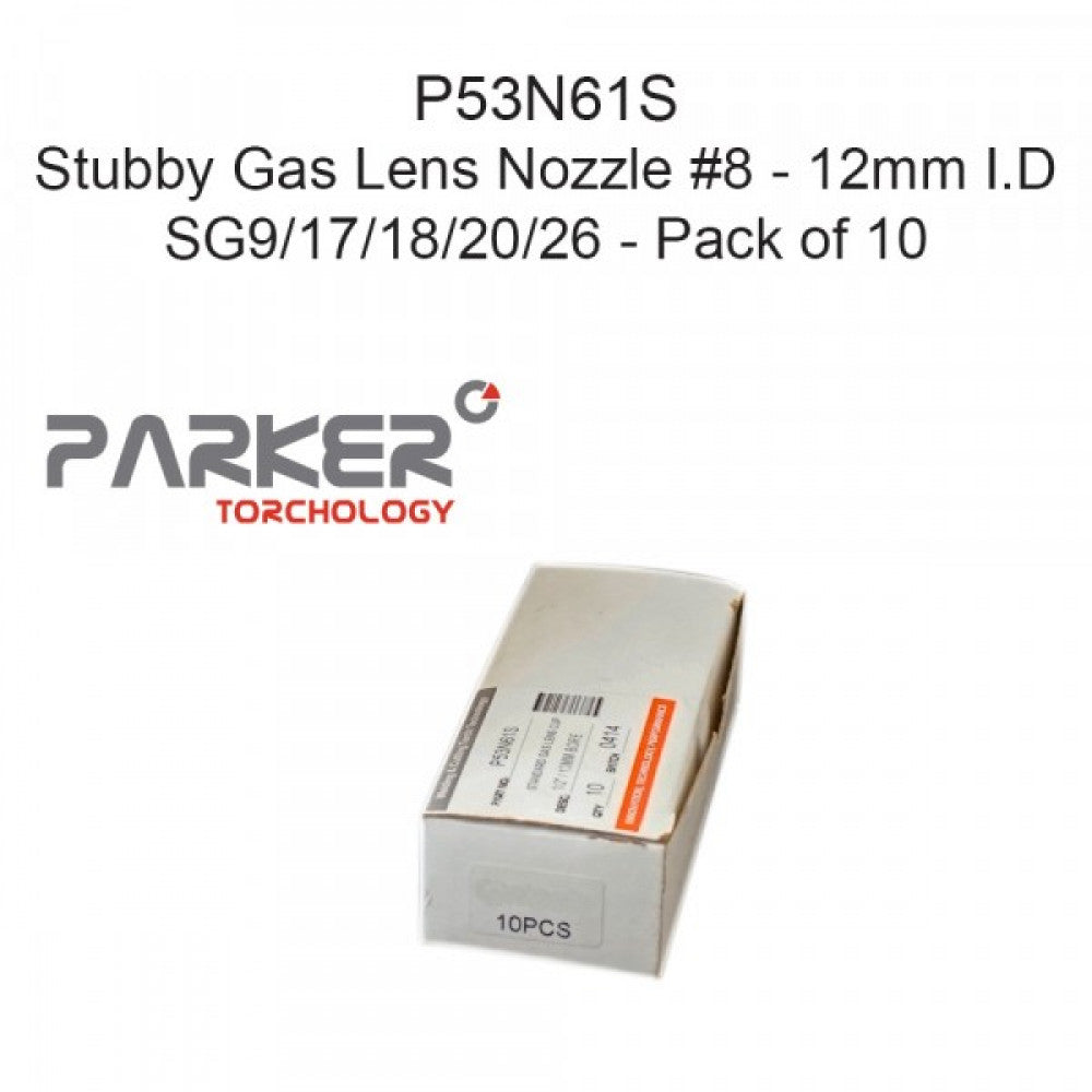 Stubby Gas Lens Nozzle 12Mm Bore #8 Pack Of 10