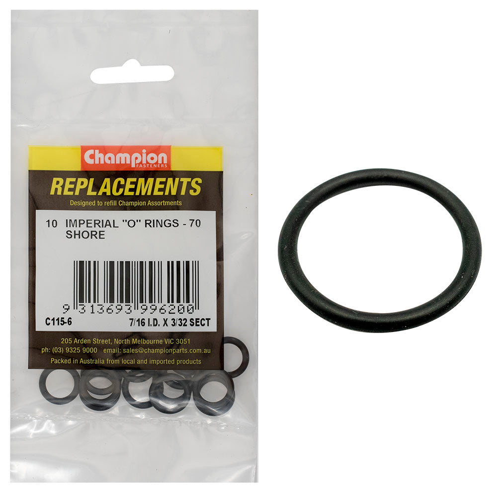 Champion 7/16In (I.D.) X 3/32In Imperial O-Ring -10Pk
