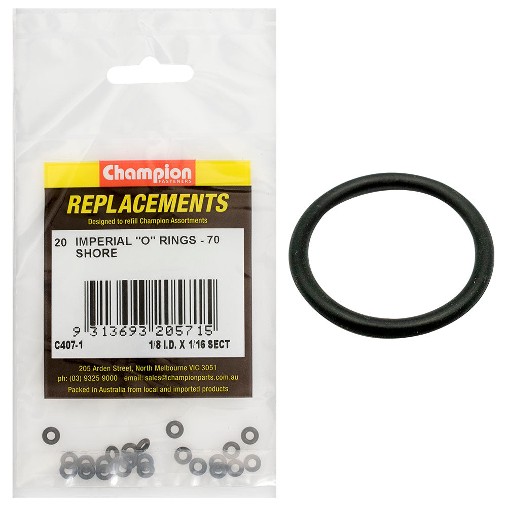 Champion 1/8In (I.D.) X 1/16In Imperial O-Ring -20Pk