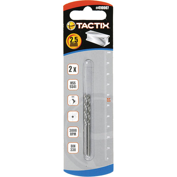 Tactix Hss Twist Drill 2.5Mm 2Pc