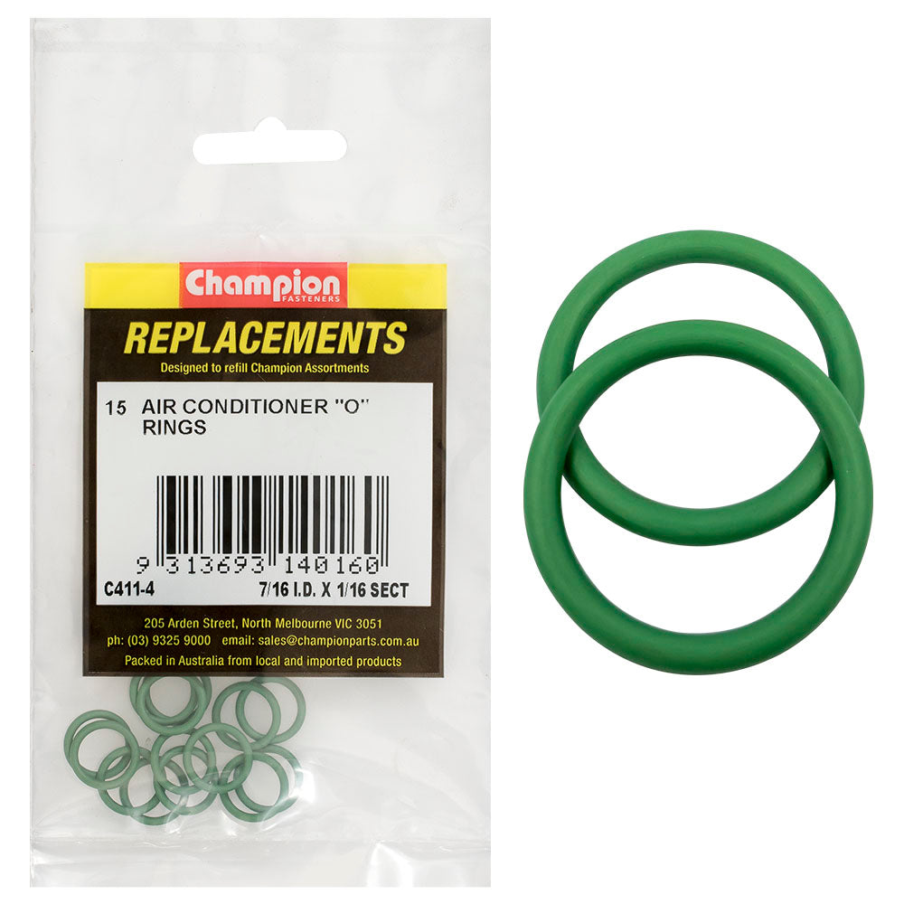 Champion 7/16In (I.D) X 1/16In Air Cond. (Hmbr) O-Rings-15Pk