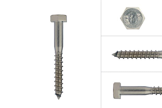 Ecko Coach Screw M12 X 200Mm Stainless (25 Pack)