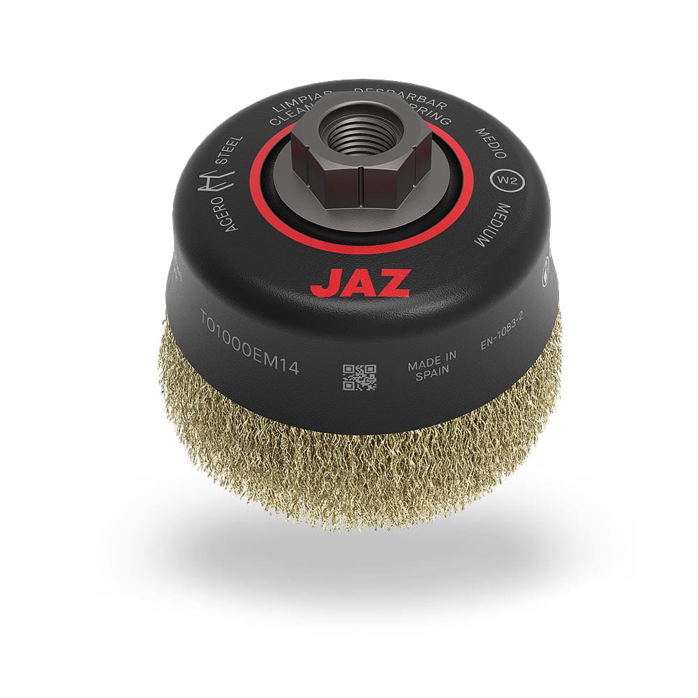 Jaz Cup Brush Crimped 125Mm X 30Mm X 0.3Mm - M14 X 2 - Brass (Bruc-1250B)