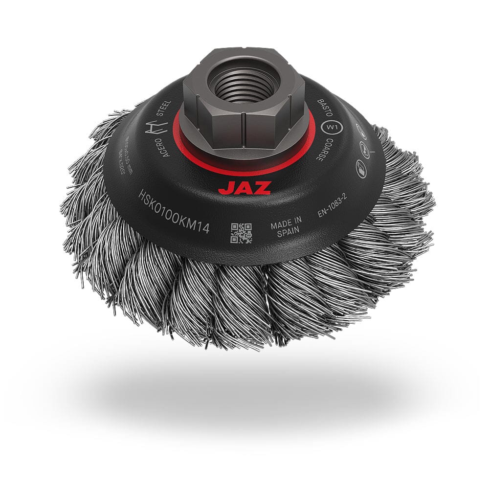 Jaz Bevelled Brush High Speed Twist Knot 100Mm X 22Mm X 0.5Mm - M14 X 2 - Grey Steel (Bruh-100)