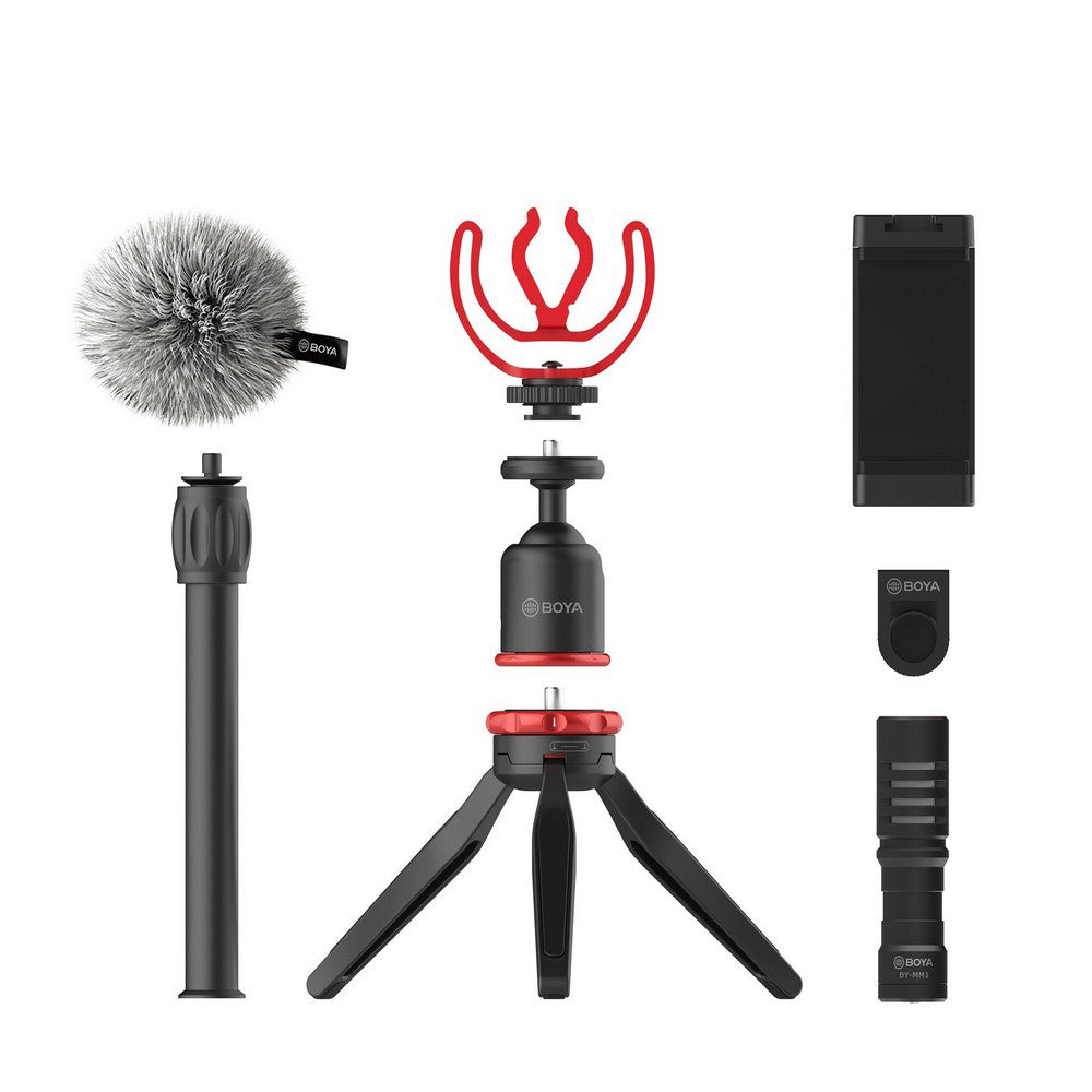 Boya Vlogging Kit Including Mini Tripod And By-Mm1 Microphone