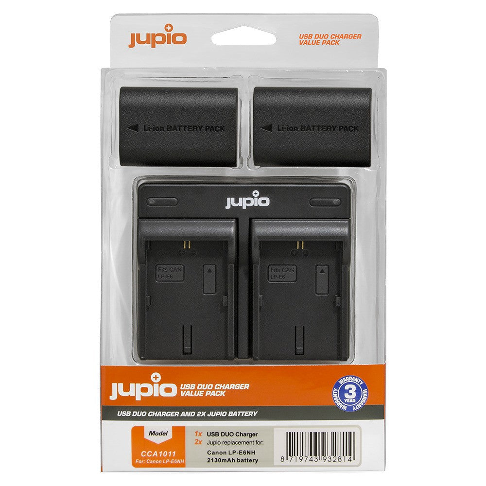 Jupio Battery Charger Kit Dual 2X Lp-E6Nh 2130Mah For Canon Digital Cameras