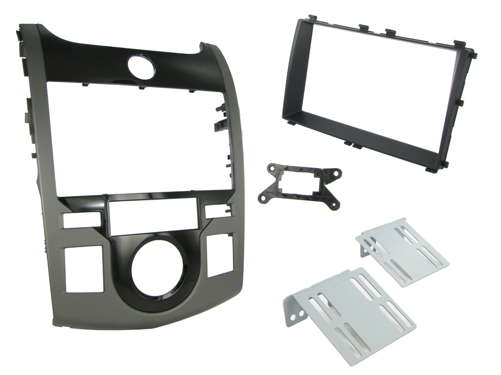 Fitting Kit Kia Forte , Cerato (Koup) 2009 - 2015 Double Din (With Side Brackets) (Grey/Gloss Black)