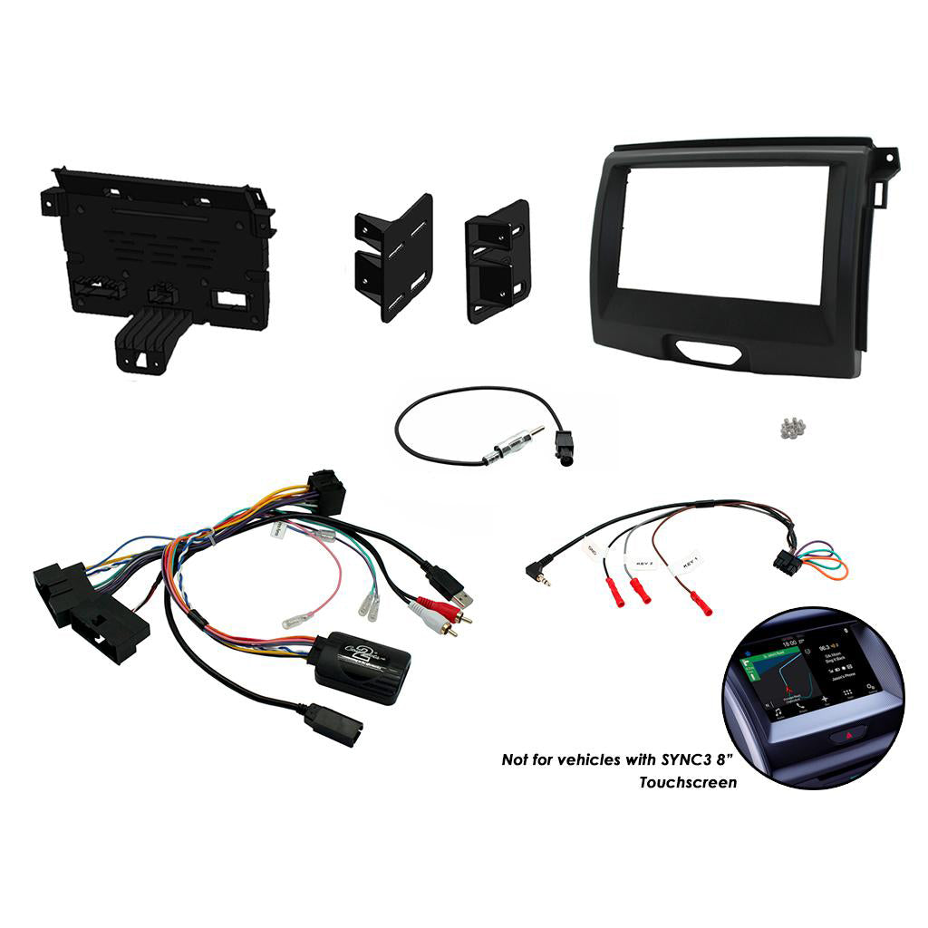 Fitting Kit Ford Ranger Xl , Everest 2015 - 2021 Double Din (Black) Complete Kit