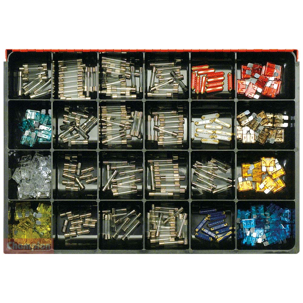 Champion Master Kit 300pc Auto Fuse Asst- Glass, Std Blade