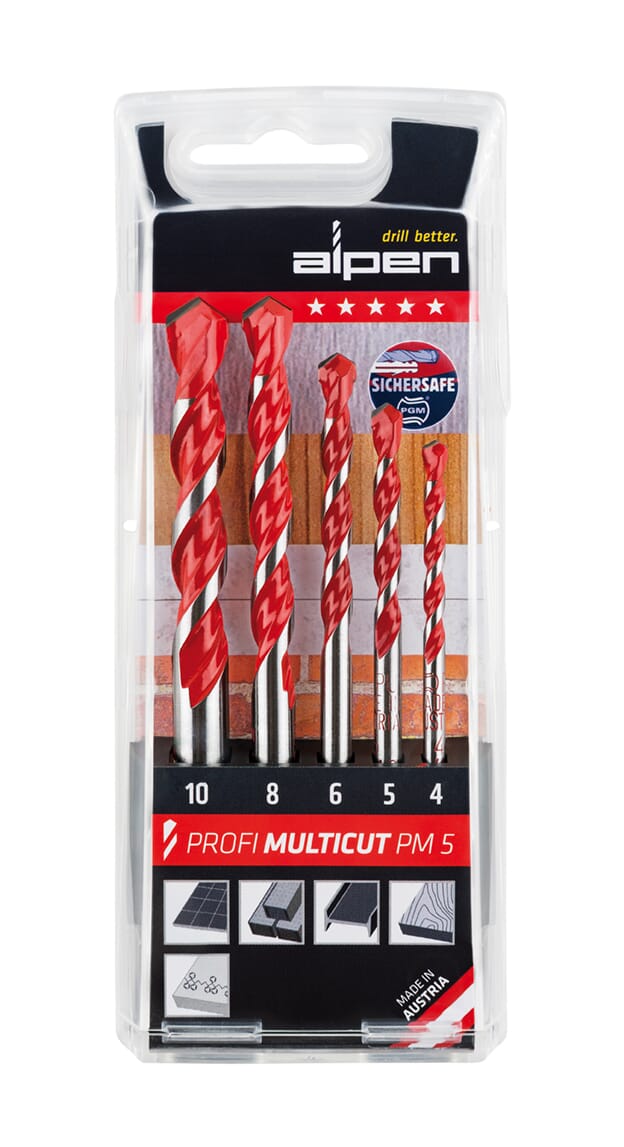 Alpen Set Profi Multicut Pm5 5 Pcs.,  4.0| 5.0| 6.0| 8.0| 10.0Mm In Plastic Cassette