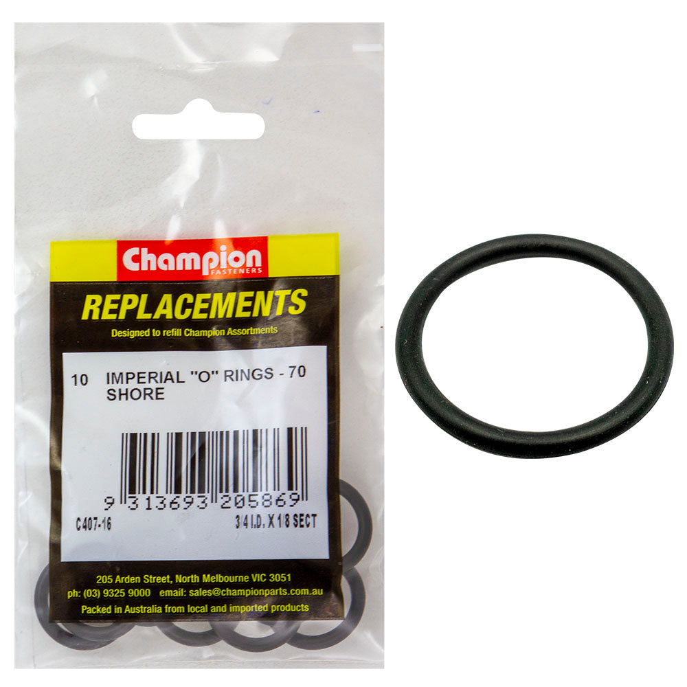 Champion 3/4In (I.D.) X 1/8In Imperial O-Ring -10Pk