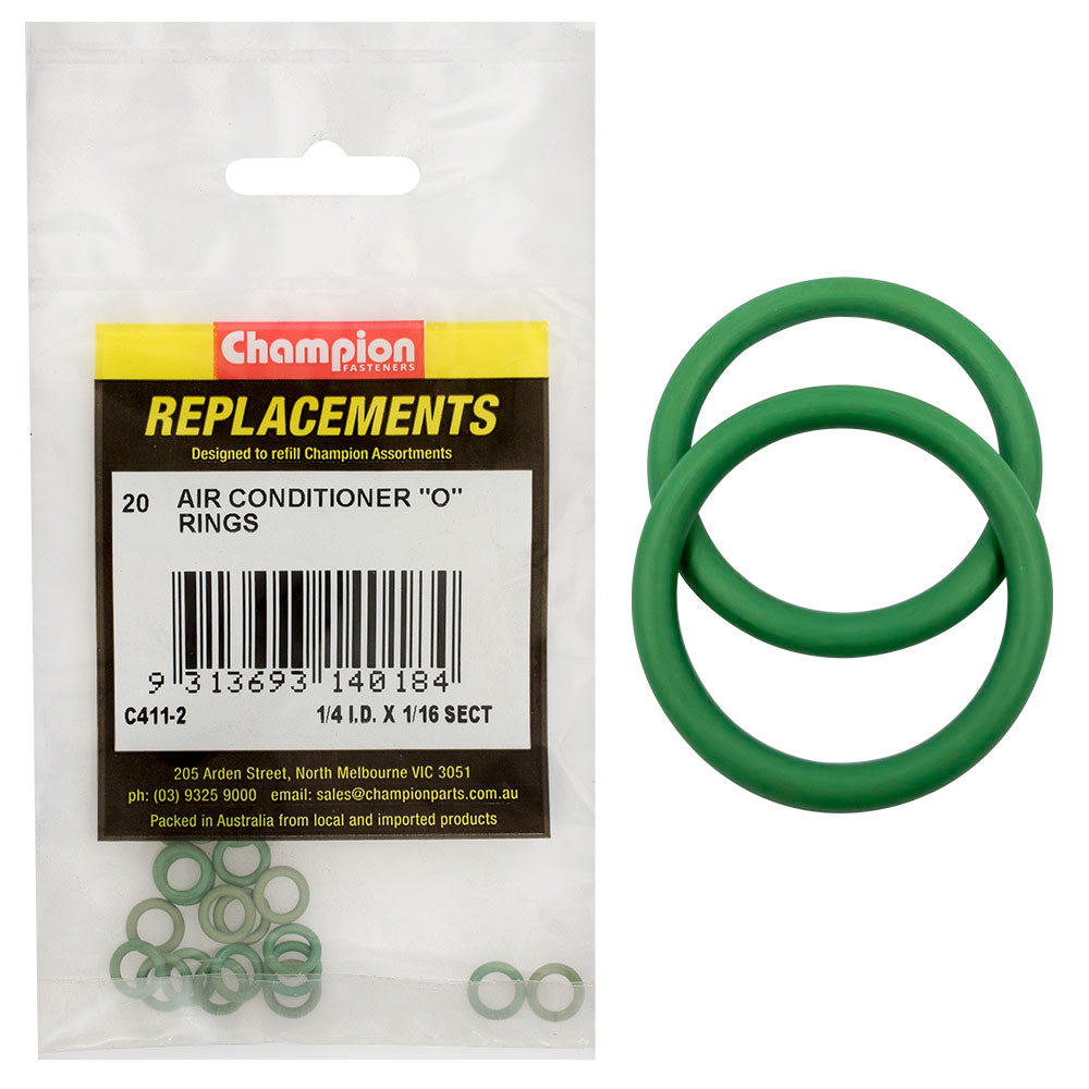 Champion 1/4In (I.D.) X 1/16In Air Cond. (Hmbr) O-Rings-20Pk