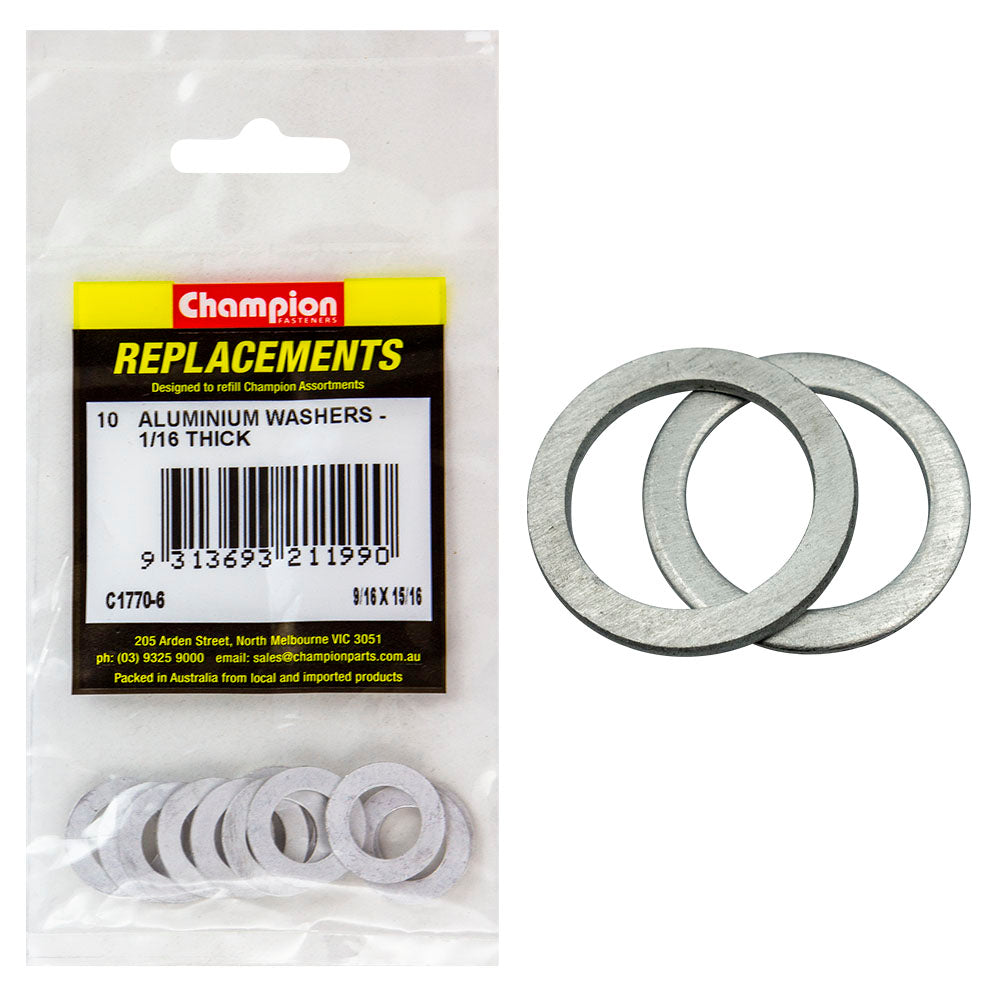 Champion 9/16In X 15/16In X 1/16In Aluminium Washer -10Pk