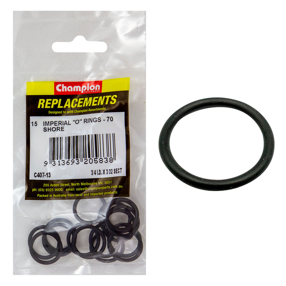Champion 3/4In (I.D.) X 3/32In Imperial O-Ring -15Pk