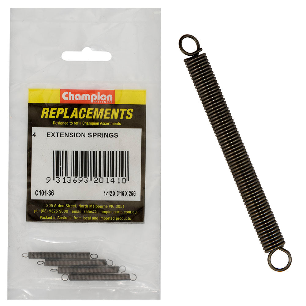 Champion 1-1/2In (L) X 3-16In (O.D.) X 26G Extension Spring