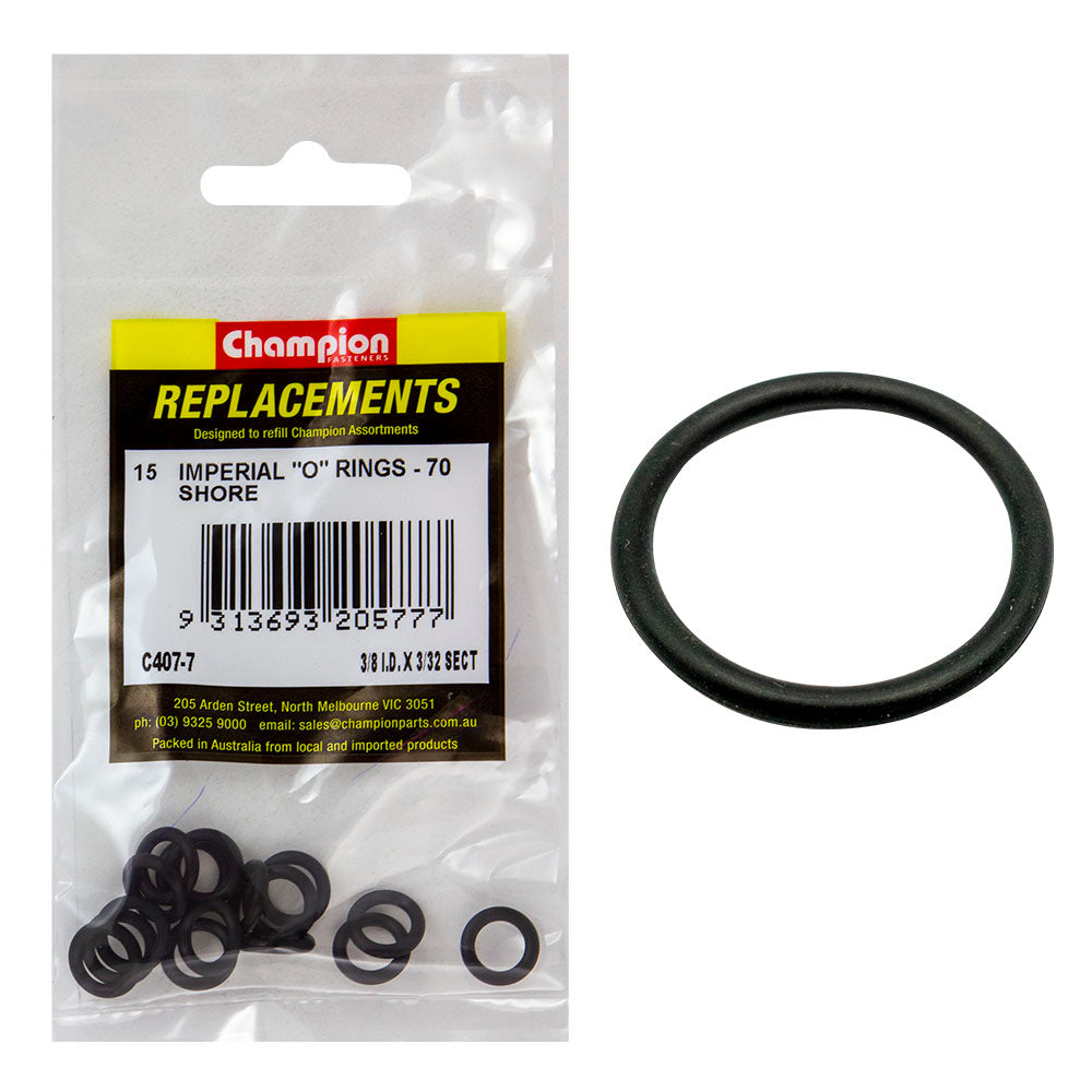 Champion 3/8In (I.D.) X 3/32In Imperial O-Ring -15Pk
