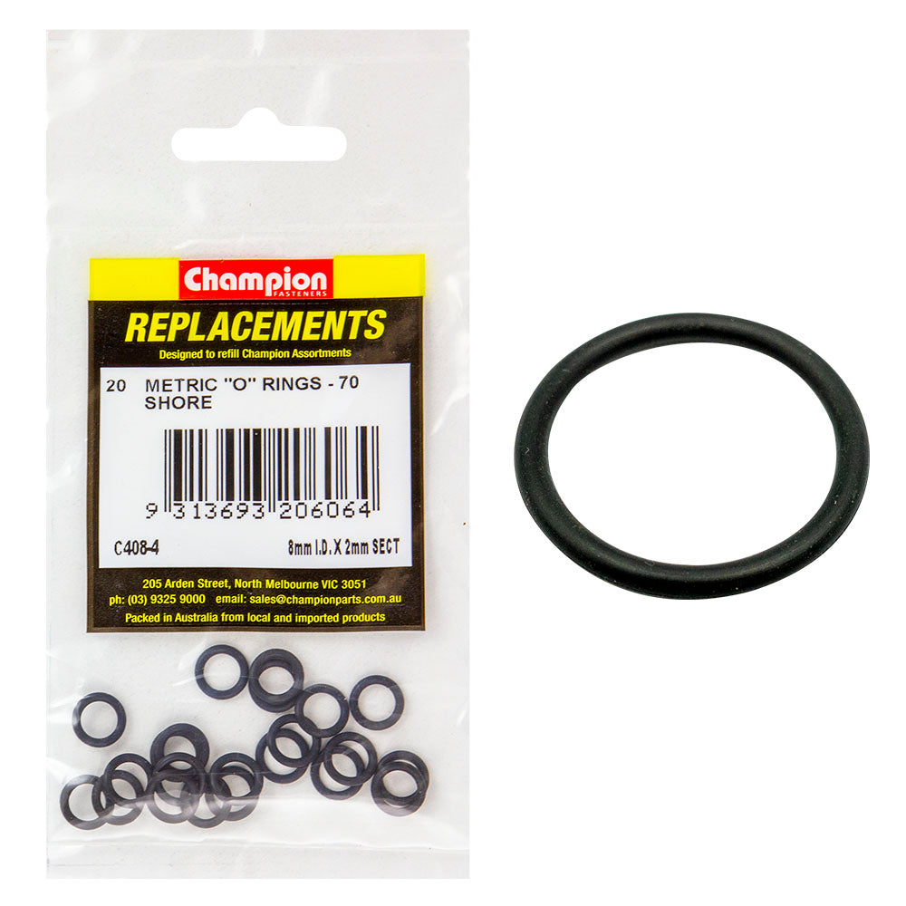 Champion 8Mm (I.D.) X 2Mm Metric O-Ring -20Pk