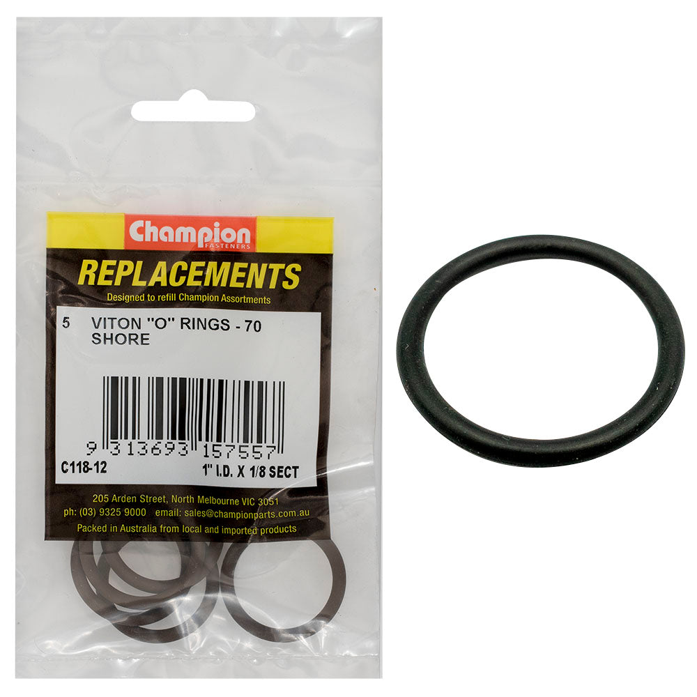 Champion 1In (I.D.) X 1/8In Imperial Viton O-Ring -5Pk