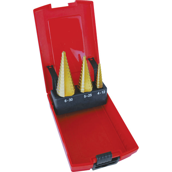 Holemaker 3Pc Straight Flute Step Drill Set-4-30Mm