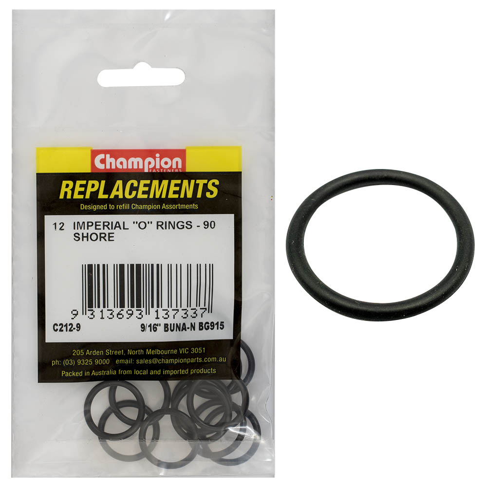 Champion 9/16In(Tube Ref) X.755(I.D) X.097(Sec.) O-Ring-12Pk