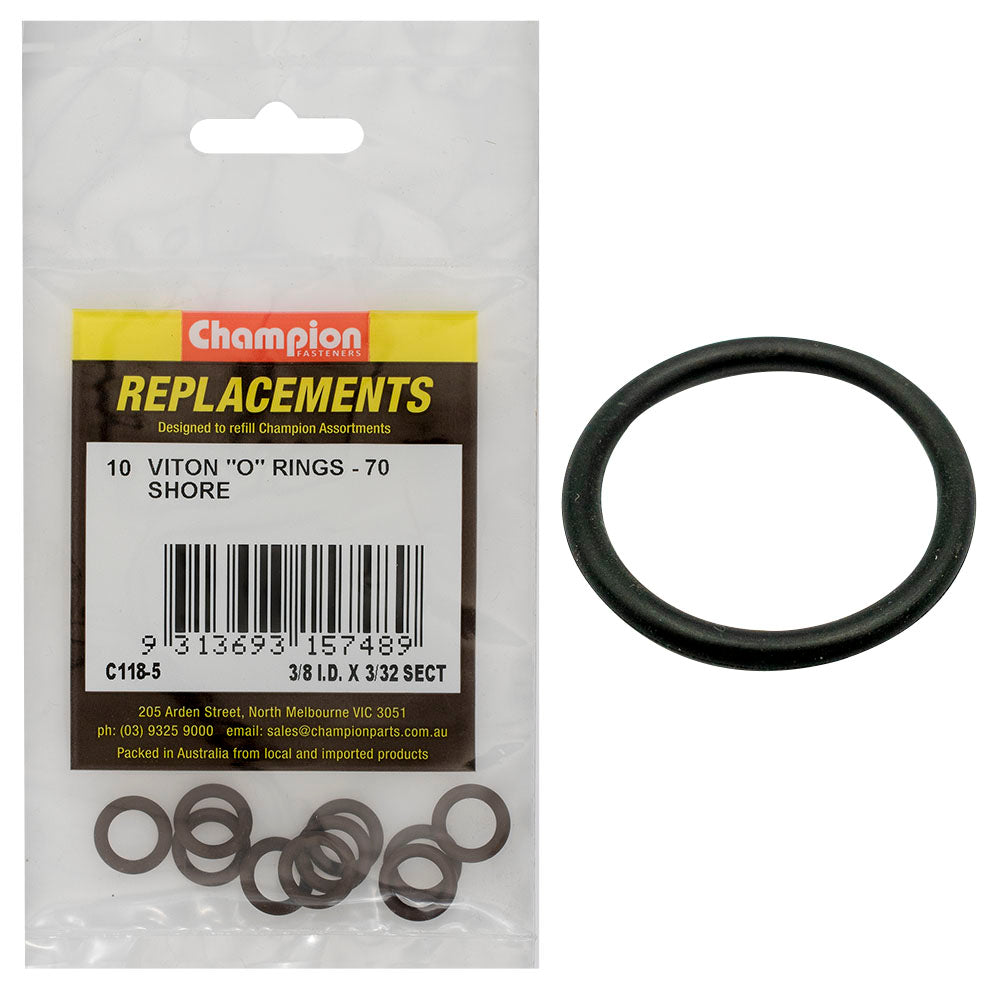 Champion 3/8In (I.D.) X 3/32In Imperial Viton O-Ring -10Pk