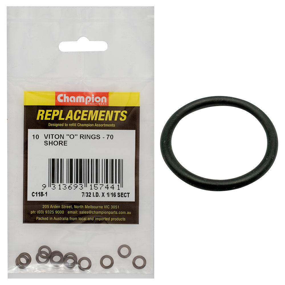 Champion 7/32In (I.D.) X 1/16In Imperial Viton O-Ring -10Pk