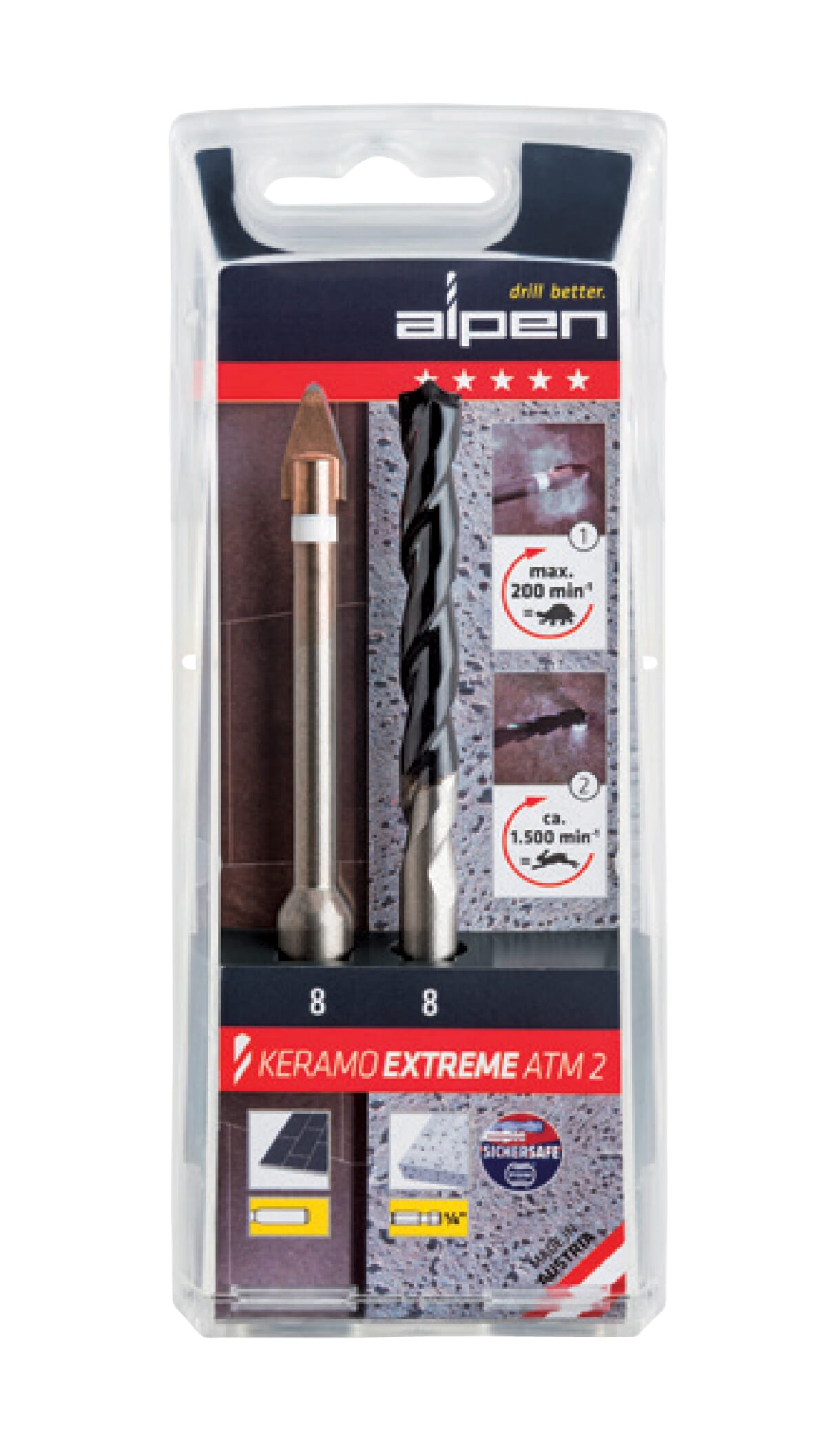 Alpen Set Of Keramo And Beton Extreme For Hard Porcelain Tiles In Plastic Cassette, 6.0 (Pkt Of 2)