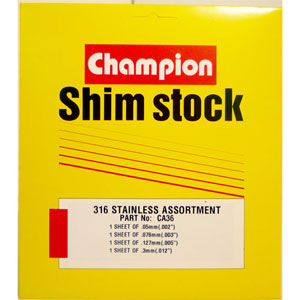 Champion S/Steel Shim Assortment 150 X 150Mm Sheet (4 Sizes)